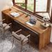 Merkloos Vintage Bureau – Computerbureau – Werktafel – Bureau voor Twee Personen – Vergadertafel – Bruin – Extra Lang 180 x 59 cm