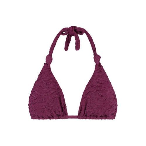 Beachlife voorgevormde triangel bikinitop met textuur donkerpaars