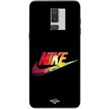 Maniacase Hoesje Samsung Galaxy j8 2018 nike logo gekleurd zwart voorkant