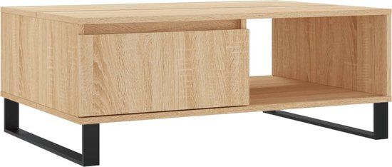 vidaXL Salontafel 90x60x35 cm Bewerkt Hout Sonoma Eikenkleurig