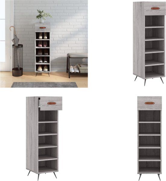 vidaXL Schoenenkast 30x35x105 cm Bewerkt Hout Grijs Sonoma Eikenkleur