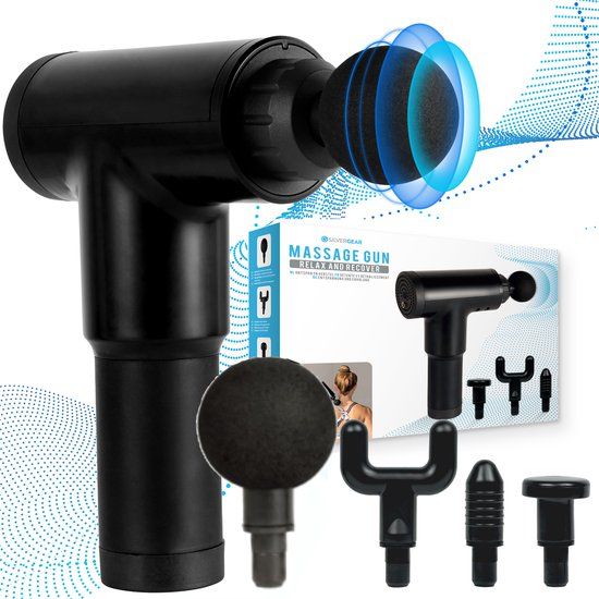 Silvergear Massage Gun Professioneel - Zwart - Draadloos - 4 Massagekoppen - 4 Intensiteitsstanden
