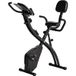 Vélo d'appartement pliable 4-en-1 ergomètre magnétique silencieux avec cordes de résistance sport maison et cardio-training avec roulettes selle confort et LCD (max 120kg) noir