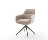 Pejo-Flex Chaise pivotante bouclé boue pied croisé large aspect titane pivotement sur 360° fonction bascule ressorts ensachés