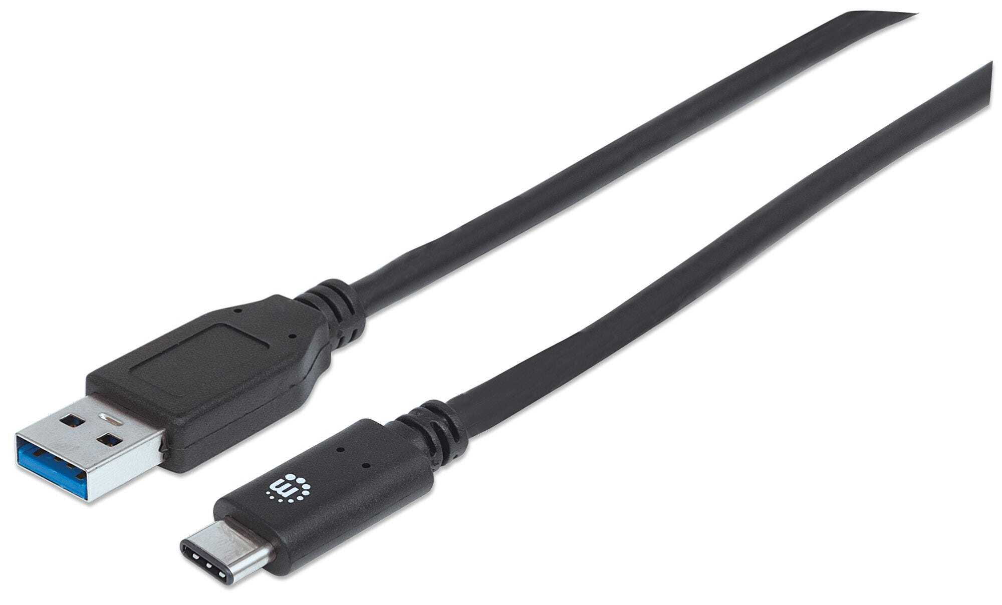 MANHATTAN USB-C to USB-A Cable, 1m, 10 Gbps (USB 3.2 Gen2), 3A, Male to Male, Black, Polybag