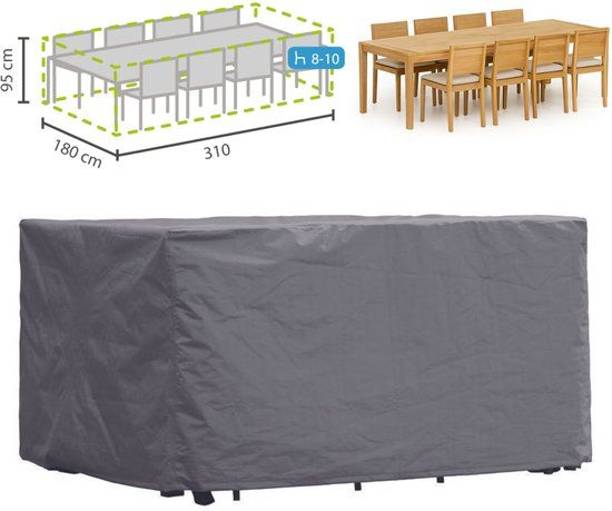 Perel Buitenhoes Tuinset - Grijs - Rechthoekig - 310x180x95 cm - Polypropyleen