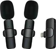 Techsuit - (2-pack) Lavalier Wireless LW1 Microfoon met Ontvanger, Lightning-connector, voor iPhone, Zwart
