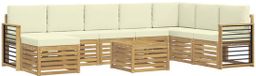 vidaXL - Salon d'angle - Acacia massif - Blanc et crème - 4 places