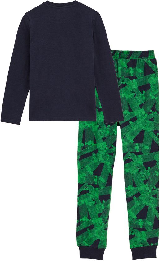 WE Fashion Jongens Pyjama met opdruk - Navy blue - Maat 146/152