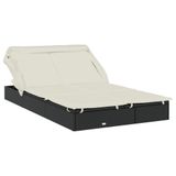 VidaXL Ligbed 2-persoons avec toit 213x118x97 cm poly rotin noir