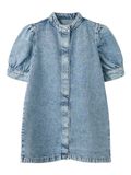 Name it Jurk Steentjes Blauw Denim Katoen Korte Mouw Pofmouw A-lijn Kinderen Vrouwen Casual Lente/Zomer 2026