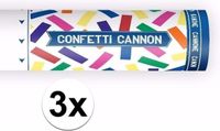 Merkloos / Sans marque Partydeco Confetti papier kanonnen - 3x - kleuren mix - 20 cm - Partyshooter - Feestartikelen
