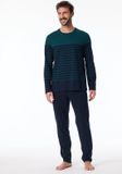Schiesser Pyjama Lange Mouw Gestreept Petrol 100% Katoen Maat XL