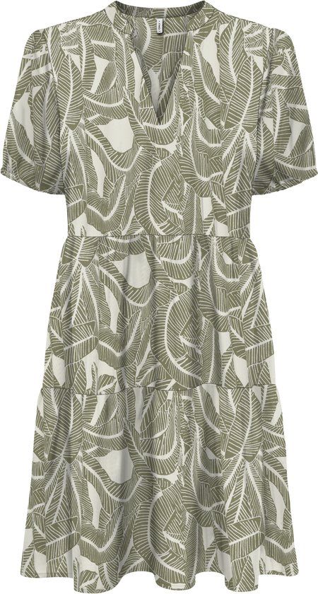 ONLY - ONLNOVA LIFE VIS S/S THEA DRESS WVN - Dames - Mini jurken - M - Vaporous Gray