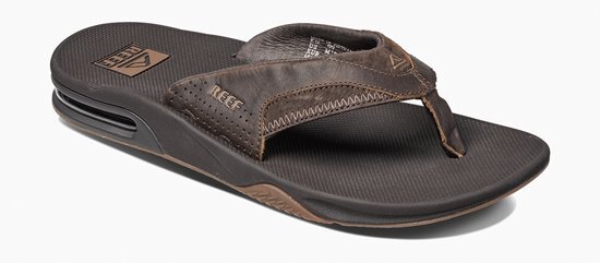 Ree, F. Leather Fanning Heren Slippers - Dark Brown - Maat 45