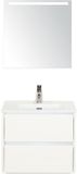 BES LED Dante Badmeubelset 60 cm - Wit Hoogglans - Keramische Wastafel Wit Cover met Sence Spiegel