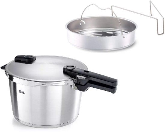 Fissler Vitaquick Premium Snelkookpan - 8 liter - RVS - 26 cm - Incl. stoominzet en driepoot