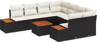 vidaXL Tuinbank - Set - 9 - st - Zwart - Poly - rattan