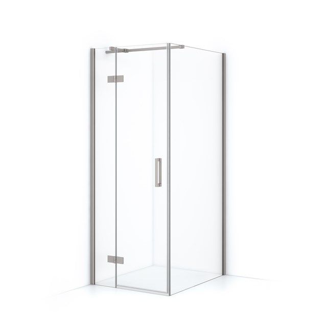 Maxaro Douchecabine Diamond 90x80cm 8mm Helder Veiligheidsglas Geborsteld RVS met Draaideur