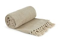 Emma Barclay Visgraat - Gerecycleerde Katoenen Patroon Stoel Sofa Setee Bed Sprei Over Deken in Naturel - 70x100 (178x254cm)