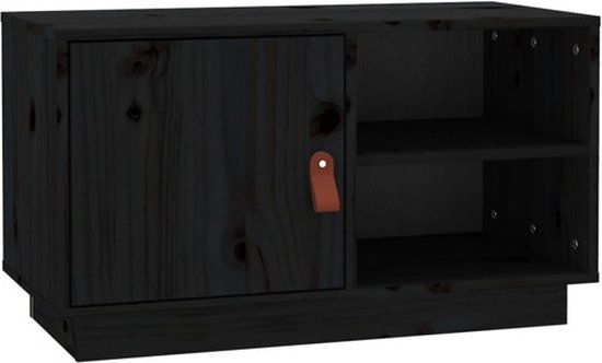 vidaXL Tv-meubel 70x34x40 cm massief grenenhout zwart