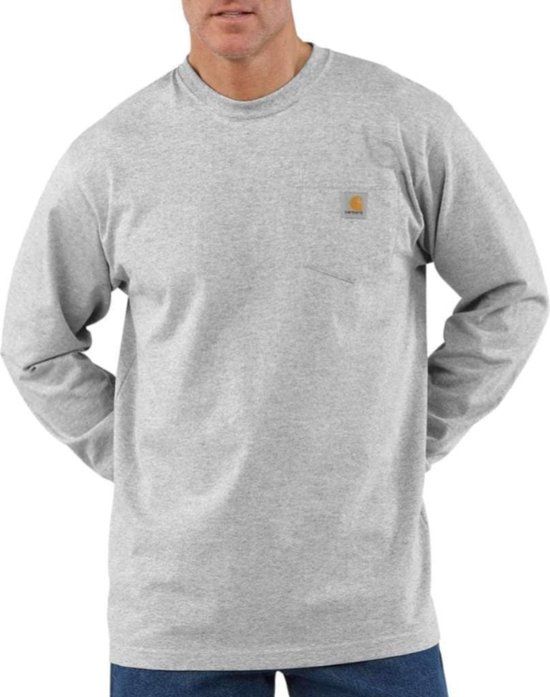 Carhartt K126 Heavyweight LS Pocket T-Shirt - Heather Grey - Heren - XL