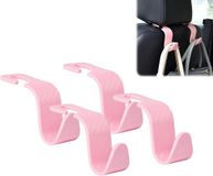 Crestara Sales 4 - Crochets de voiture - accessoires auto - Crochets - Crochets d'appuie-tête - Convient à tous les modèles de voiture - Conception rotative en forme de S - Plastique - Fibre de carbone rose