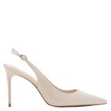 Mango Ecru Leather Slingback Pumps
