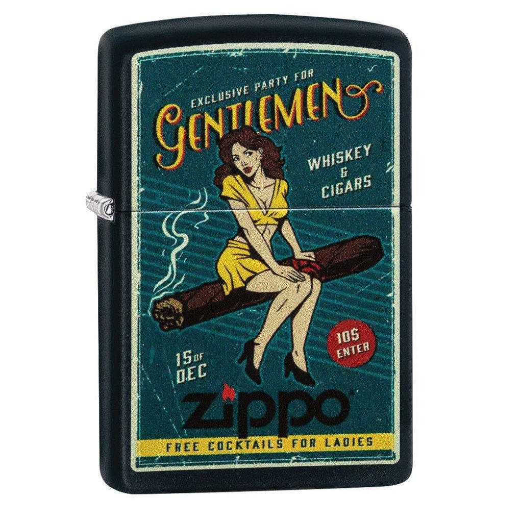 ZIPPO 218-076647 Cigar Girl Design Matte Black Lighter