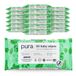 Pura Babydoekjes, 1080 doekjes (18 x 60 doekjes), 100% plasticvrije vochtige doekjes, 99% water, gevoelige huid, biologisch afbreekbaar, biologisch katoen en aloë vera, veganistisch