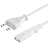 PremiumCord kpspm2w stroomkabel 230V 2m, stroomkabel met Eurostekker naar Euro dubbele bus C7 2-polig, IEC 320, recht, kleur wit