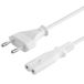 PremiumCord kpspm2w stroomkabel 230V 2m, stroomkabel met Eurostekker naar Euro dubbele bus C7 2-polig, IEC 320, recht, kleur wit