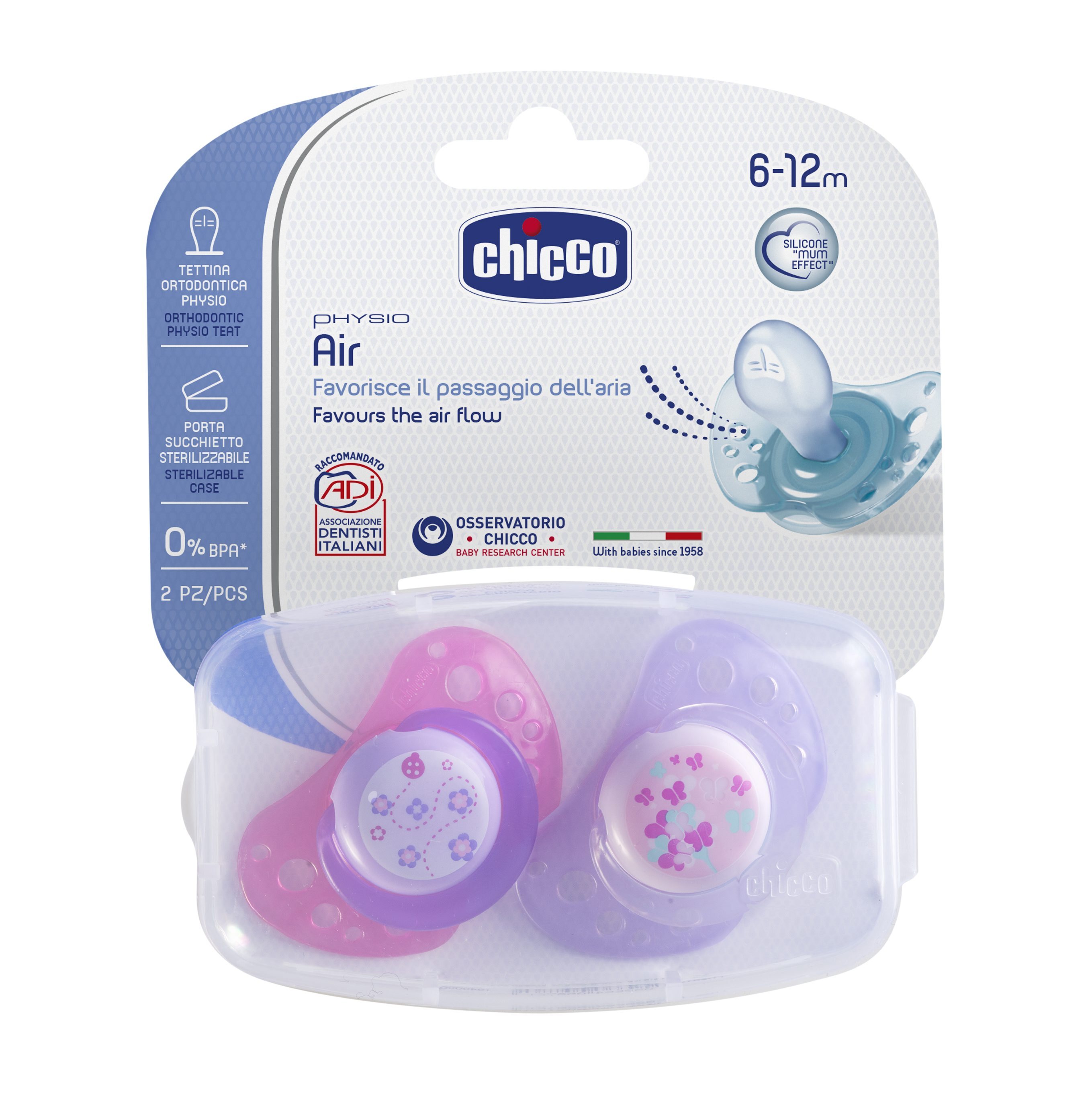 Chicco Fopspeen Silicone Roze 6m+ roze, paars