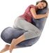 Earkings Coussin de maternité Coussin de sommeil latéral 135x65cm Forme J avec housse amovible - Coussin corporel gris foncé