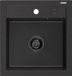 Mexen Vito granieten gootsteen 1-komori 520 x 490 mm, noir/argent métallique, avec siphon noir