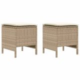 vidaXL Voetenbank PE Riet Beige en Crème 2 stuks