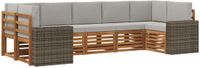 vidaXL - Hoek loungeset - 7 zitplaatsen - Polyester - Naturel en lichtgrijs