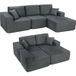 Pangivo Canapé d'angle modulable convertible en lit velours côtelé gris foncé avec 2 coussins