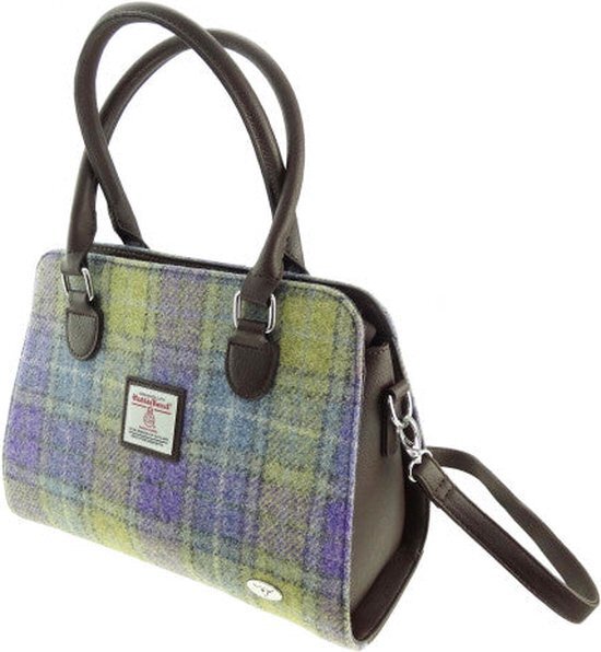 Handtas Findhorn Lila Paars Groen - Stevig - Draagband - Harris Tweed - Glen Appin of Scotland