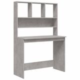 vidaXL Bureau met schappen bewerkt hout betongrijs 102x45x148 cm