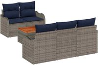 vidaXL Tuinbankenset 6 st Grijs poly rattan