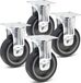 Wiltec Set de 4 roues de transport, diamètre 75 mm, avec roue en plastique et plaque de montage, capacité de charge jusqu'à 75 kg