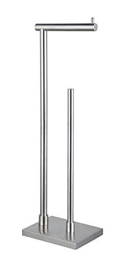GERZWY Toiletrolhouder Vrijstaand met Reserve, SUS 304 Roestvrij Staal Roestvrije Voetstuk Toilet Tissue Roll Houder Floor Stand Opslag Moderne Geborstelde Afwerking DZY003-LS