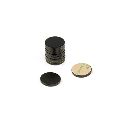 first4magnets Magneet Expert 16mm dia x 2mm dik zwart gelakt Mild Steel Disc met 3M zelfklevende (Pack van 10)