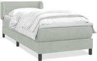 vidaXL Boxspring met matras fluweel lichtgrijs 80x220 cm