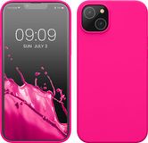 kwmobile telefoonhoesje geschikt voor Apple iPhone 14 Plus - Hoesje met siliconen coating - Smartphone case in neon roze