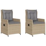 vidaXL Fauteuils de jardin 2 pièces Assise rembourrée Polyrattan Acier Gris