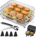 Merkloos Airfryer Rek, 3 stuks gelaagde dehydrator rekken, Inox grillrek Rechthoekige