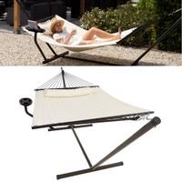 Vita5 Hangmat met Standaard en Spreidstok – 2 Persoons – Beige