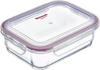 Merkloos Westmark Glazen vershouddoos met clipdeksel, 1040 ml, luchtdicht, diepvries- en magnetronbestendig, ovenbestendig, BPA-vrij, glas/kunststof/siliconen, transparant/rood